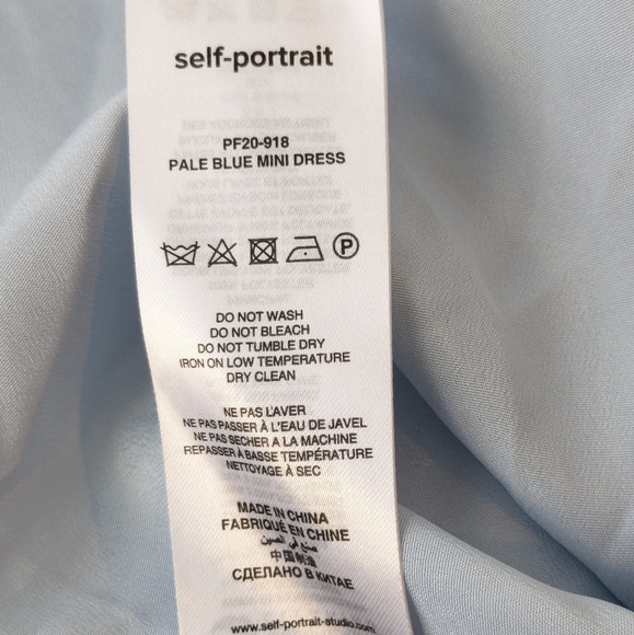 Self-Portrait • Pale Blue Chiffon Mini Dress - Picture 11 of 12